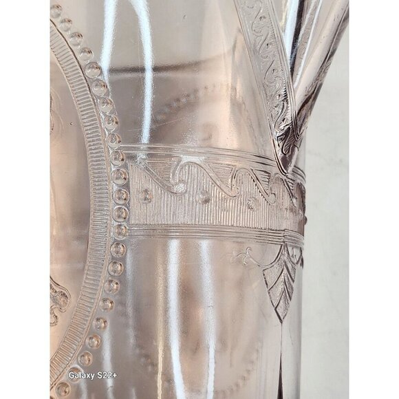 Antique Clear Glass Victorian Style Pitcher With Embossed Greek Mythology Design - Picture 5 of 16